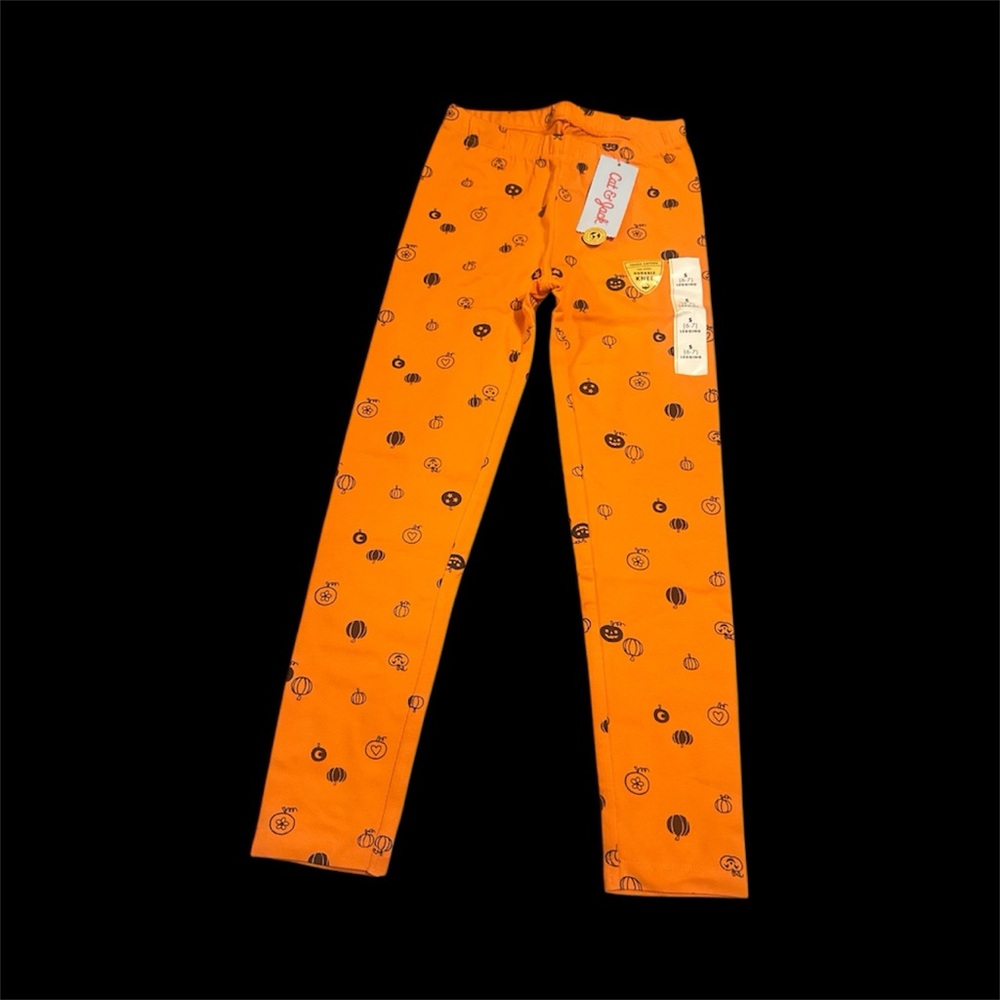 Cat & Jack pumpkin Halloween leggings girls small 6-7 NWT